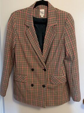 Simons Twik double breasted plaid blazer size small